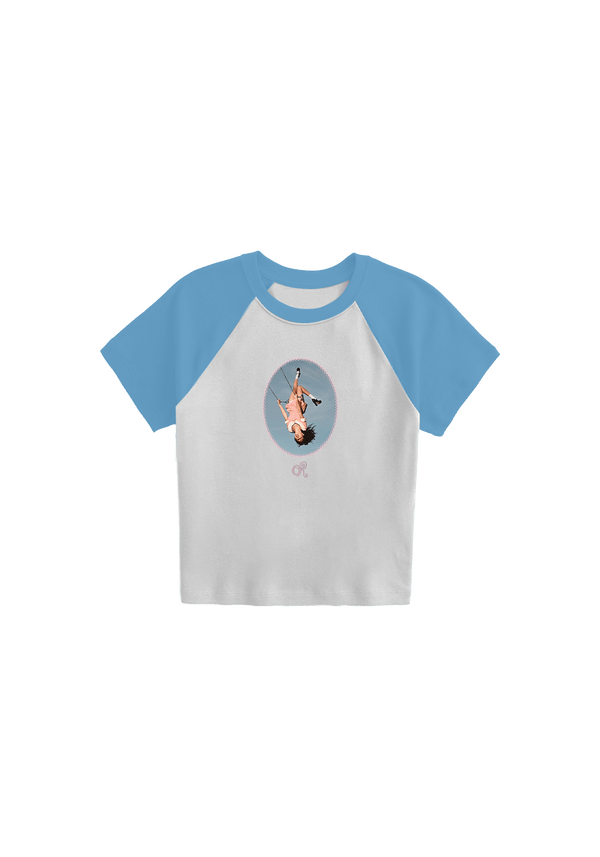 album cover stitched women's baby cropped raglan