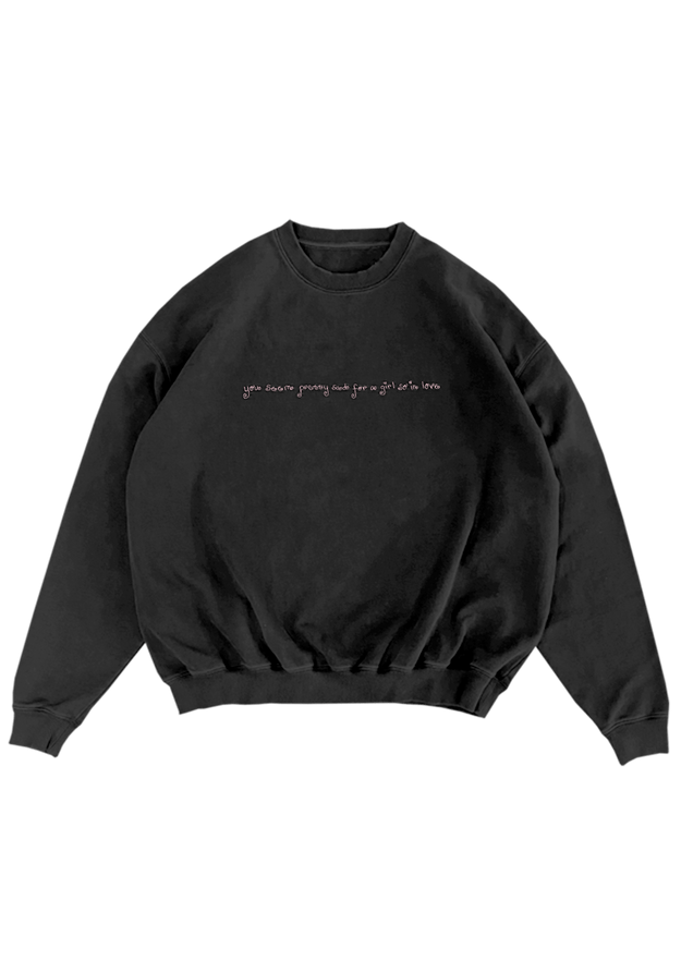 lace album cover embroidered crewneck