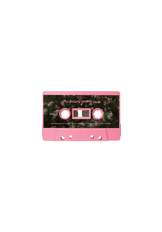 you seem pretty sad for a girl so in love - baby pink cassette + signed art card