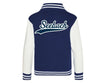 Baseball jakke i hvid/navy.