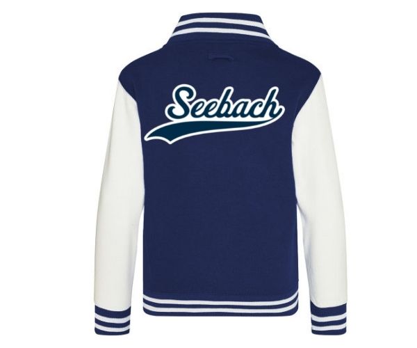 Baseball jakke i hvid/navy.