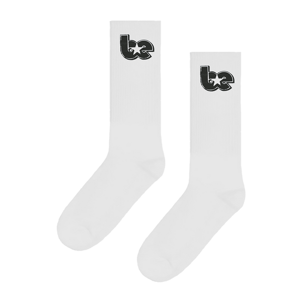 BE Star White Crew Socks