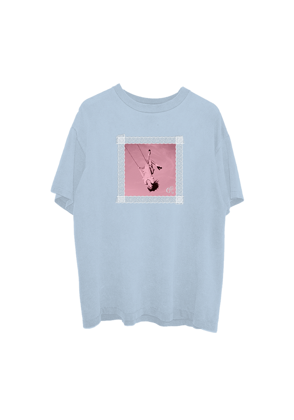 lace album cover oversized blue t-shirt