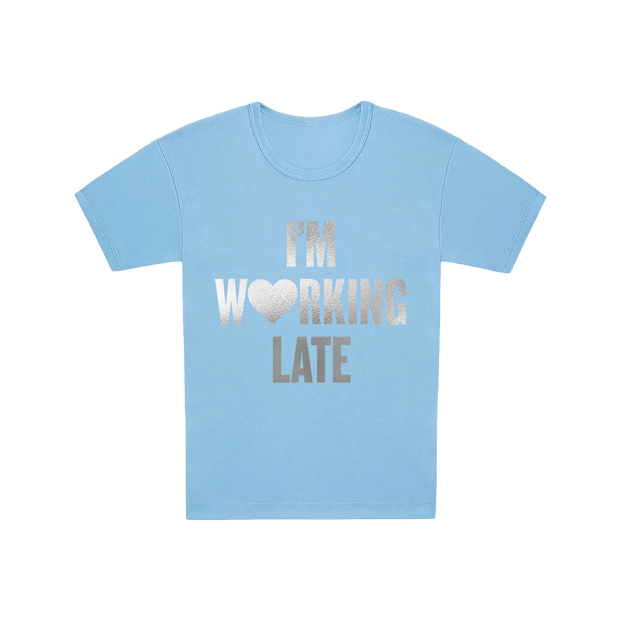 working late silver foil graphic tee