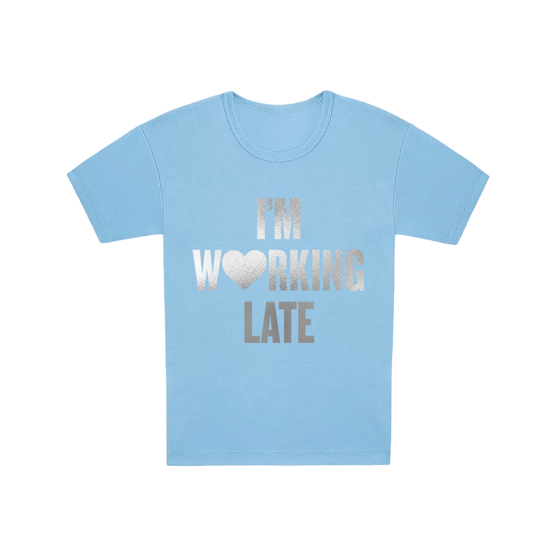 working late silver foil graphic tee